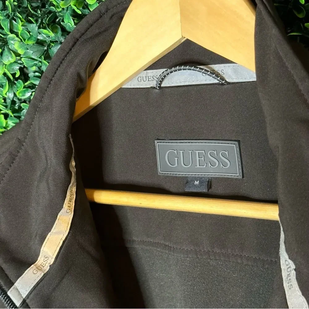 Men’s Guess Black Jacket Rain Poly Casual Sz M